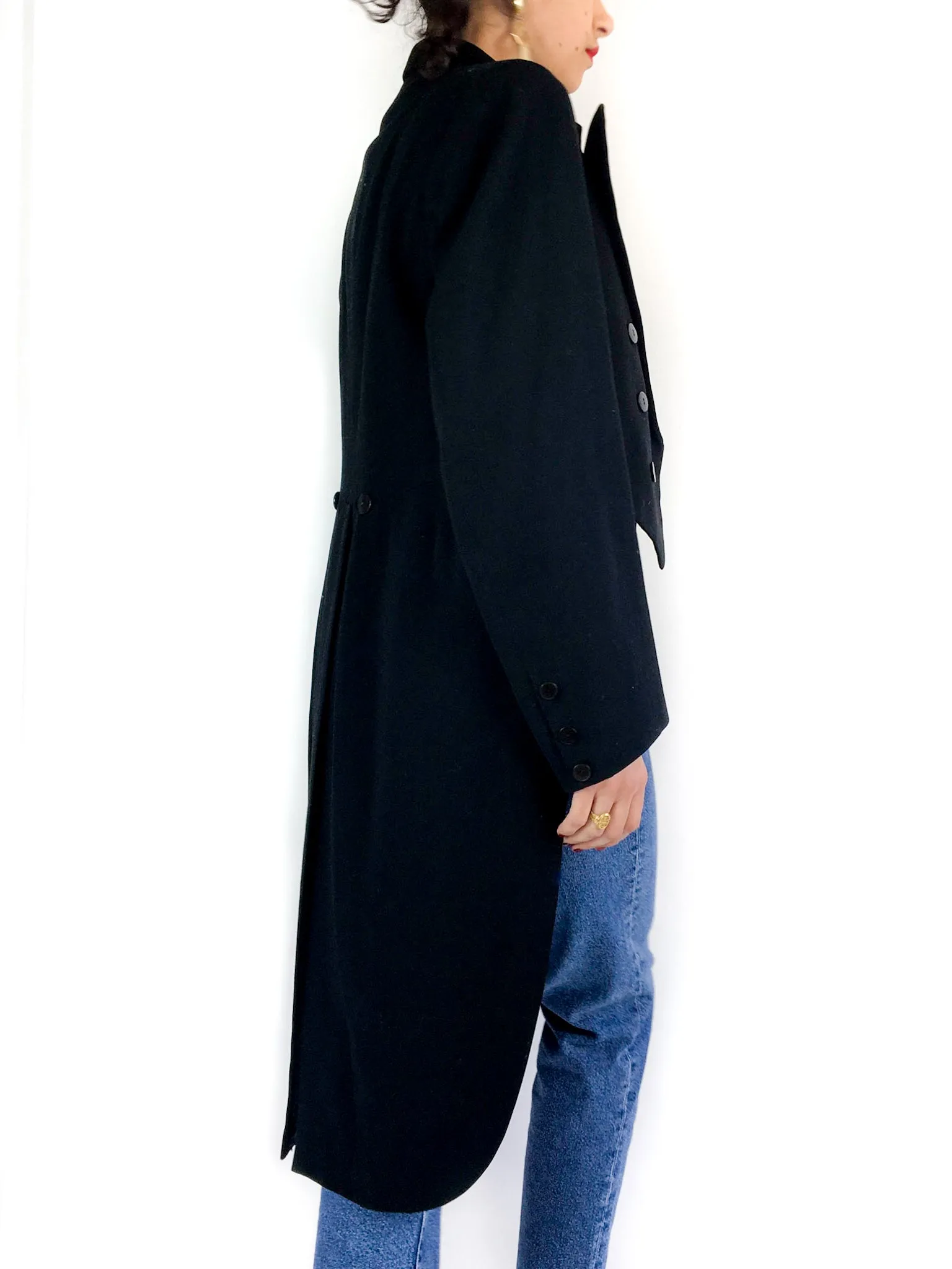 50s vintage black tailcoat, satin collar and buttons