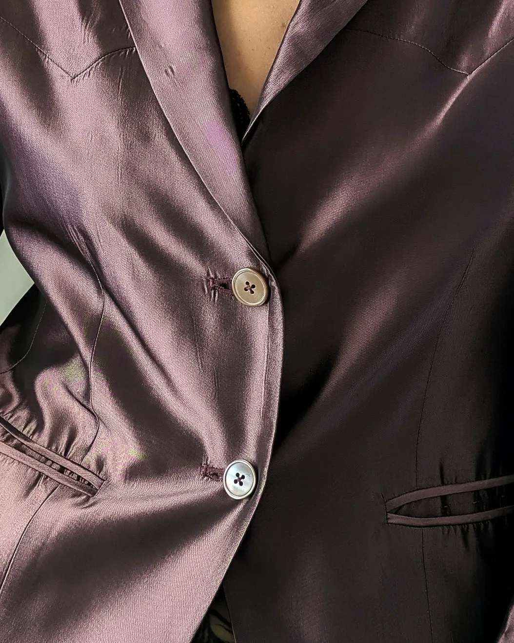 90s Iridescent Plum Western Blazer | S-M