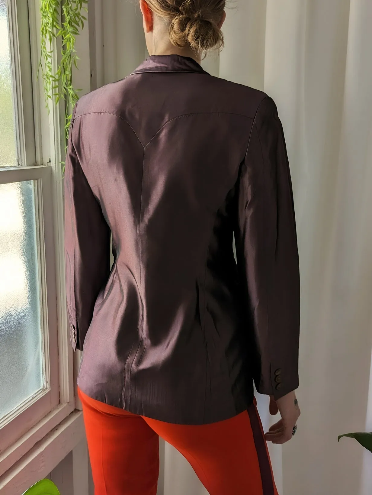 90s Iridescent Plum Western Blazer | S-M