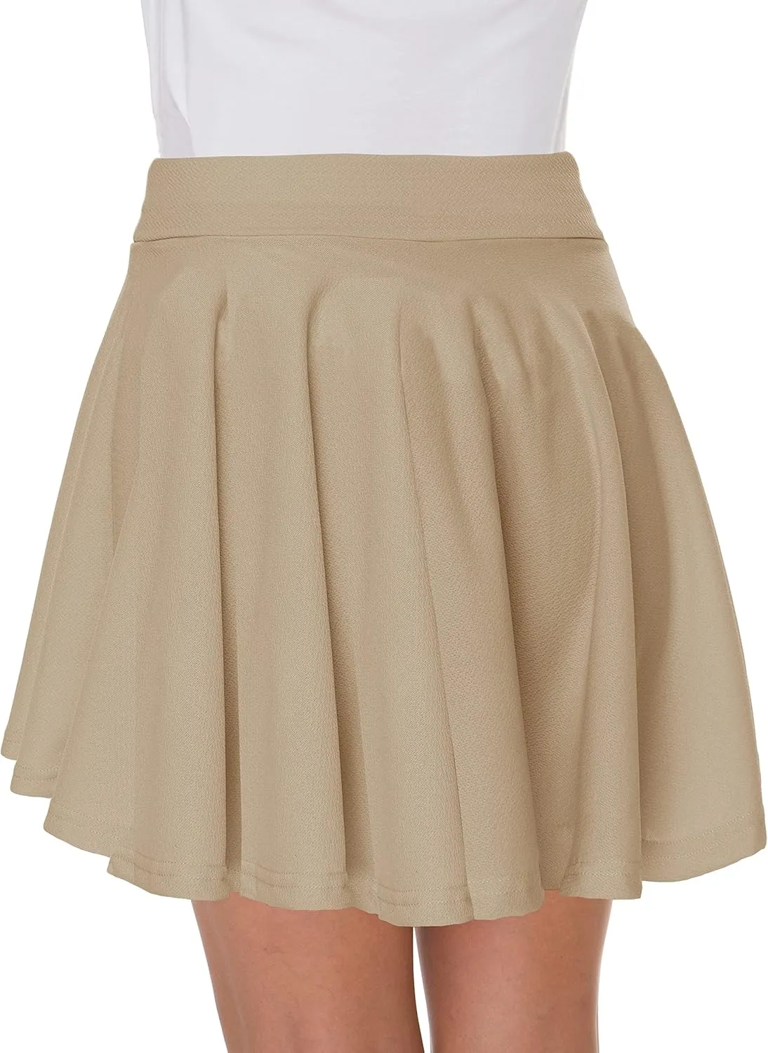 Afibi Casual Mini Stretch Waist Flared Plain Pleated Skater Skirt