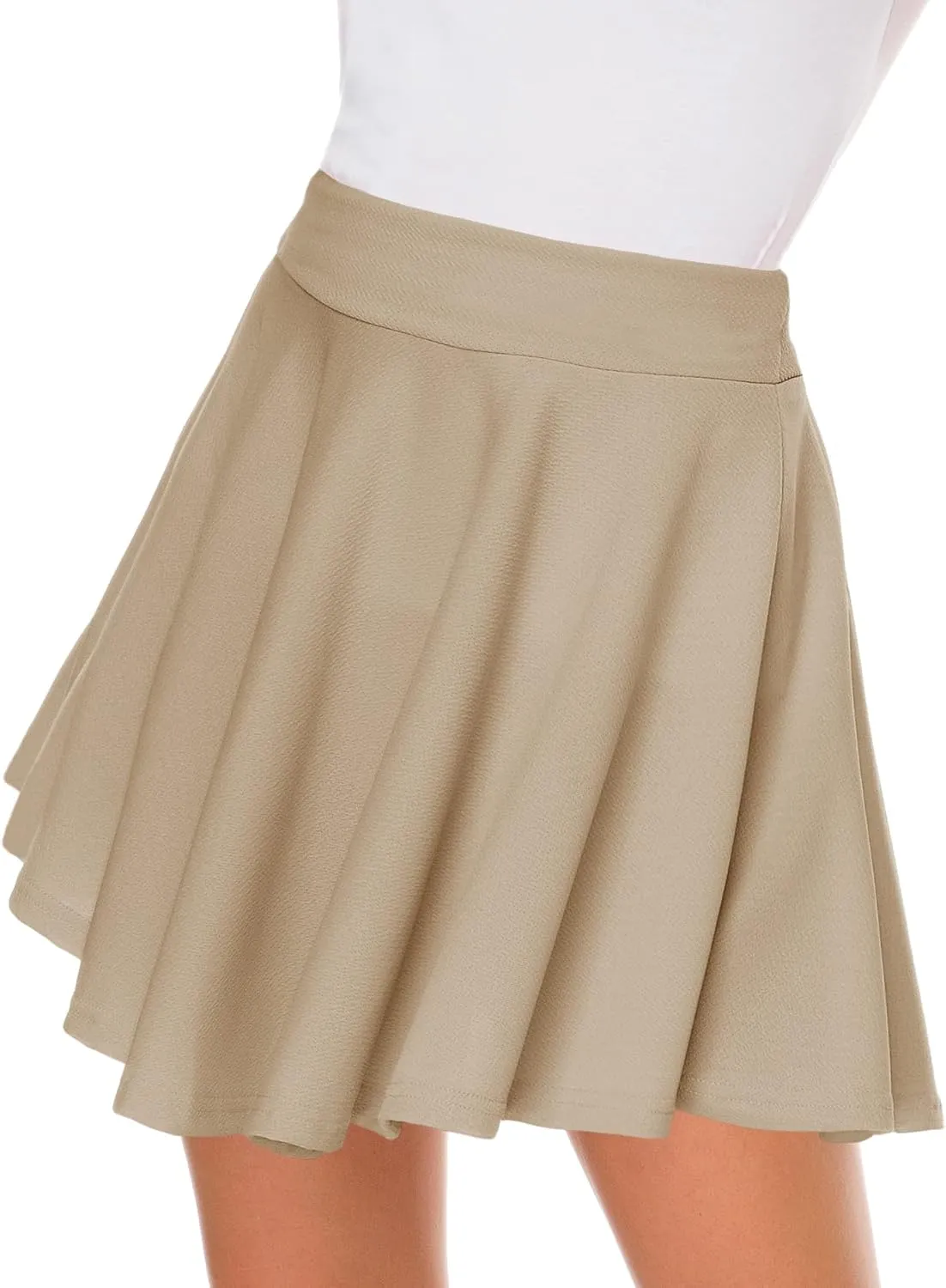 Afibi Casual Mini Stretch Waist Flared Plain Pleated Skater Skirt