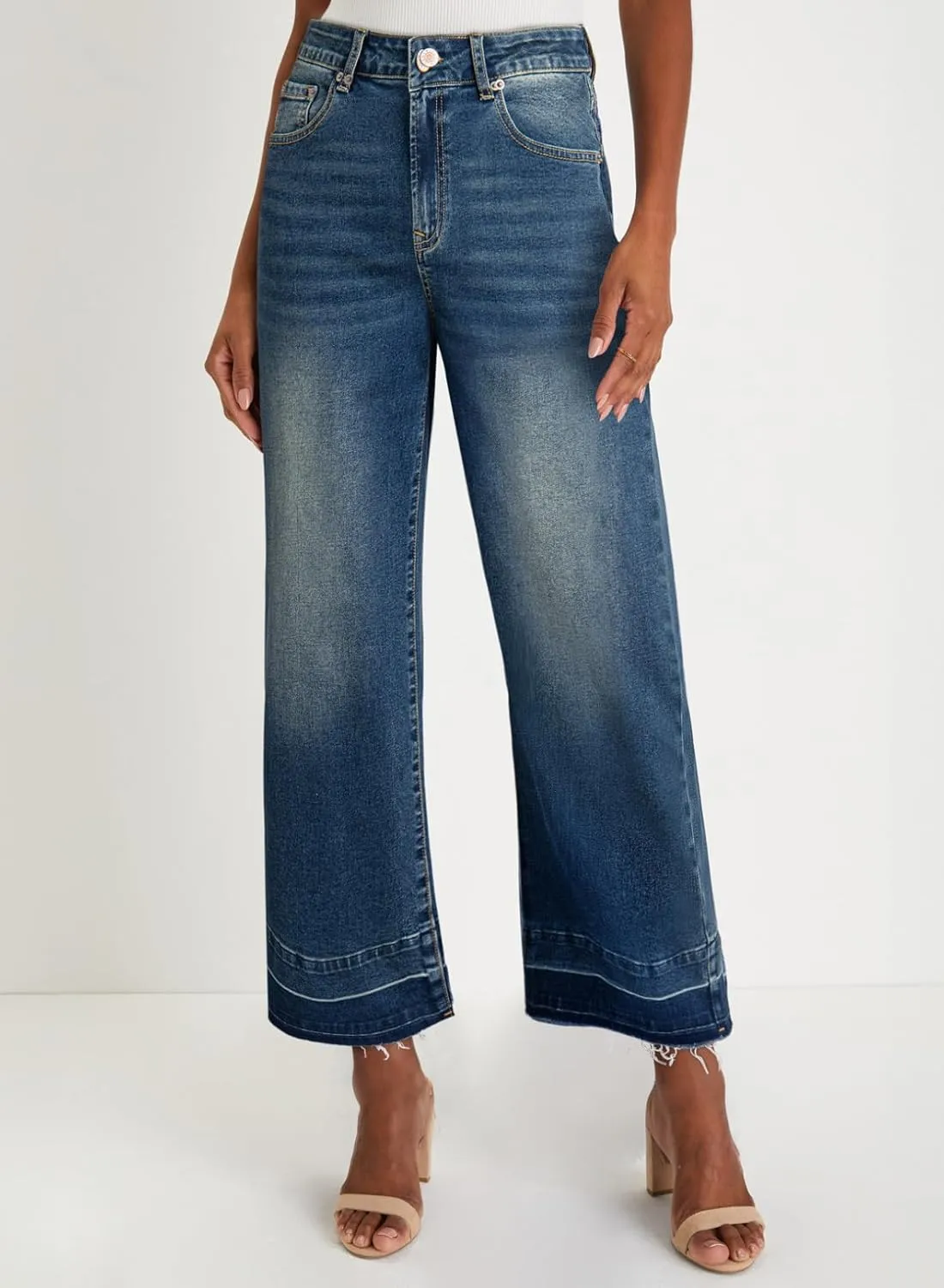 Astylish Women's High Waisted Wide Leg Jeans Trendy Straight Leg Jeans Zimbaplatinum Denim Pants