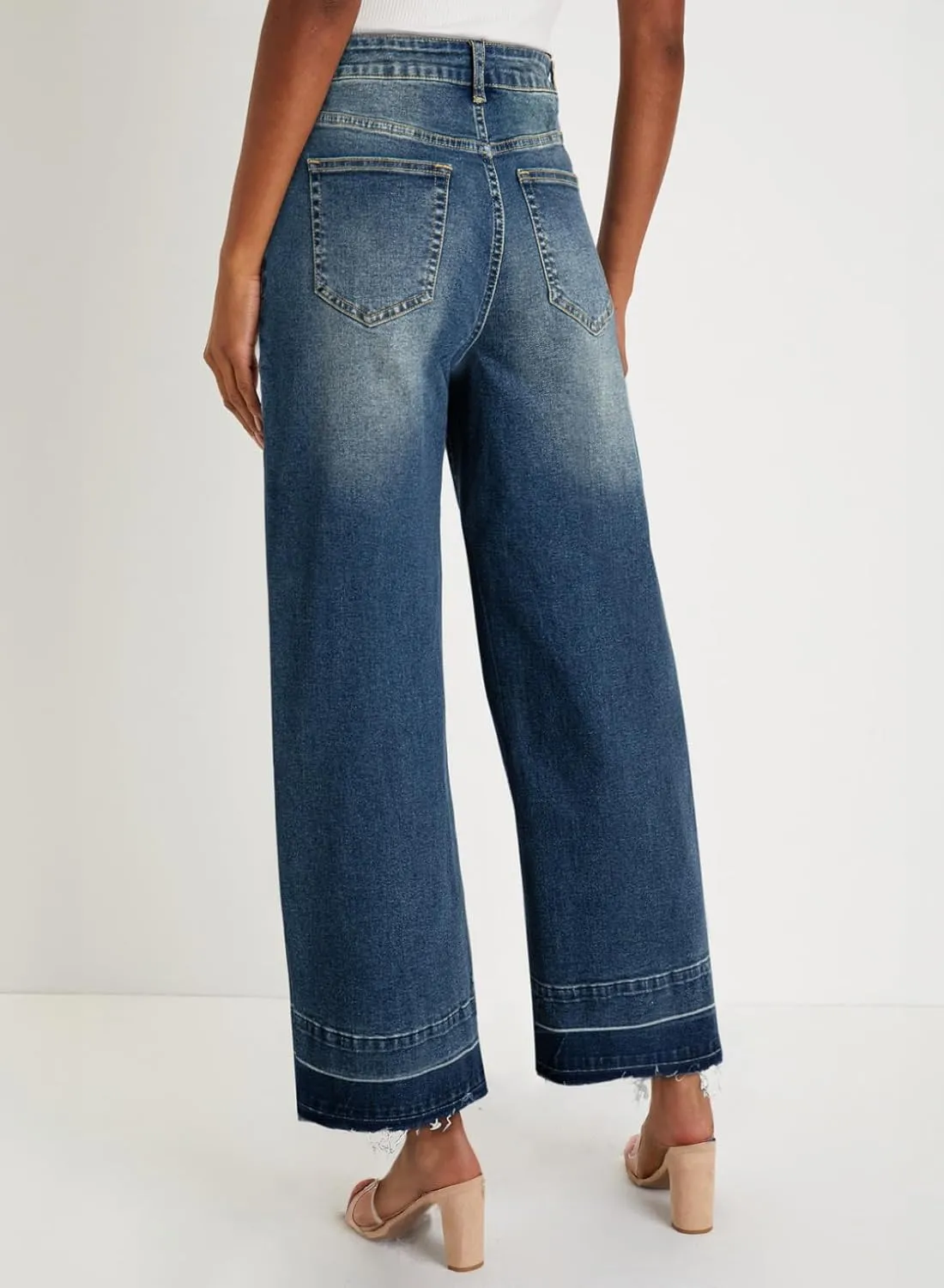 Astylish Women's High Waisted Wide Leg Jeans Trendy Straight Leg Jeans Zimbaplatinum Denim Pants