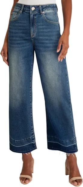Astylish Women's High Waisted Wide Leg Jeans Trendy Straight Leg Jeans Zimbaplatinum Denim Pants