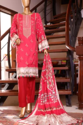 Bin Saeed Emb Linen`21 D#19901 (Red)