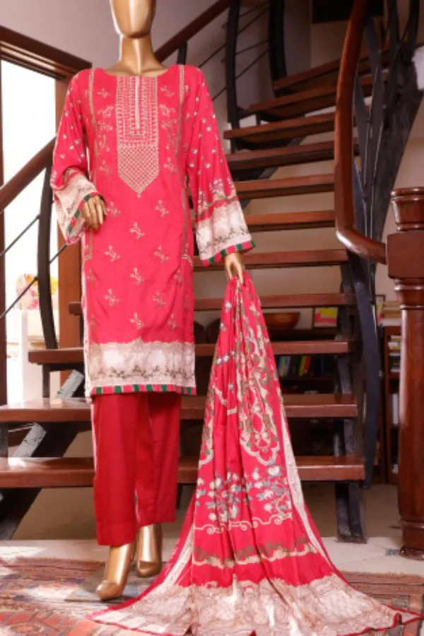 Bin Saeed Emb Linen`21 D#19901 (Red)