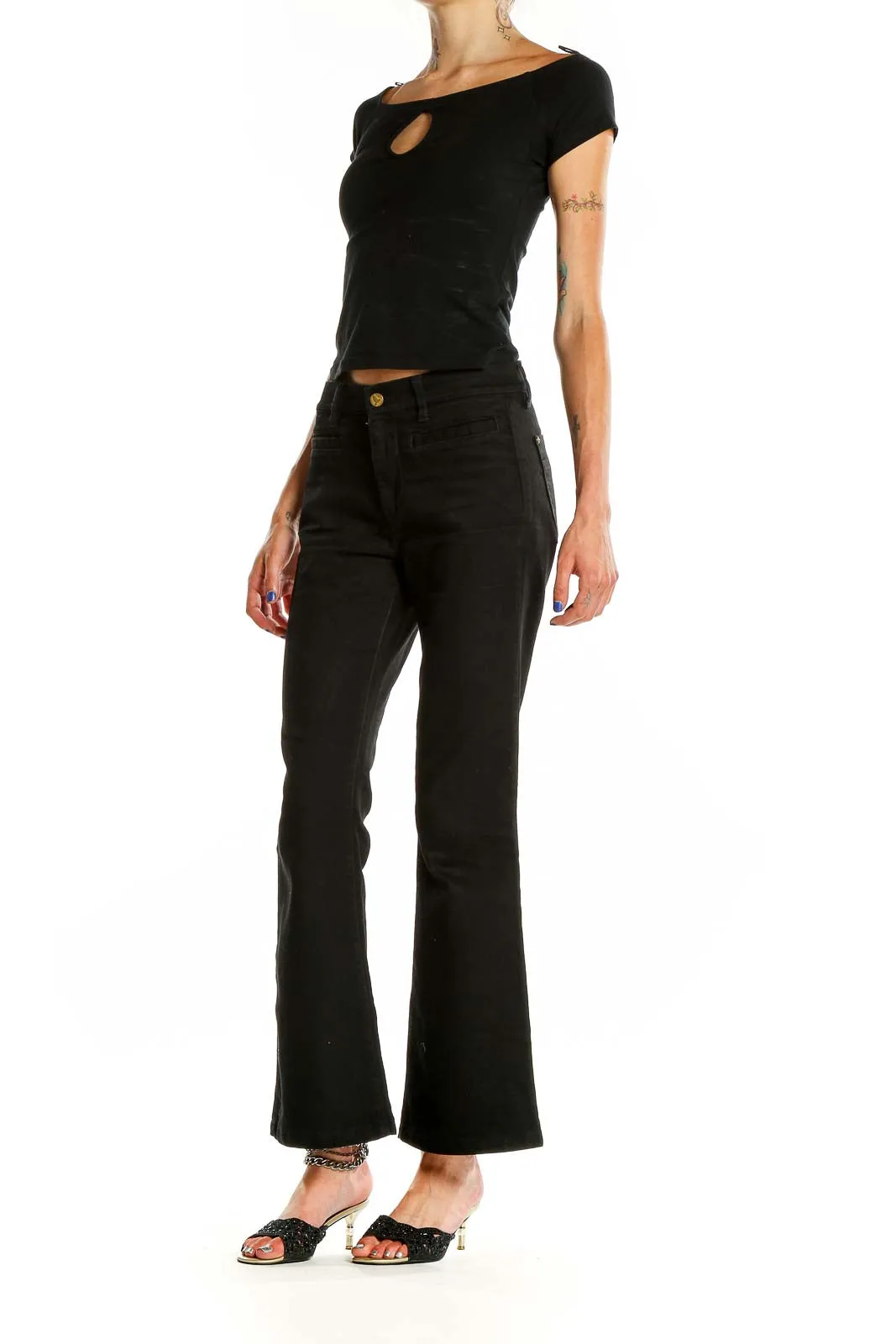 Black Flared Denim Jeans