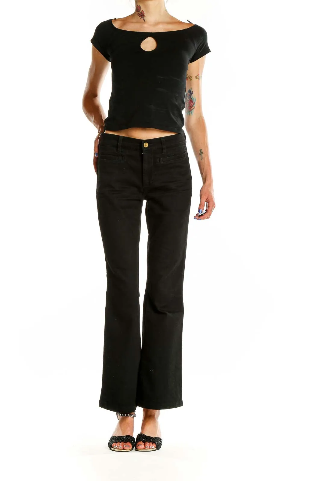 Black Flared Denim Jeans