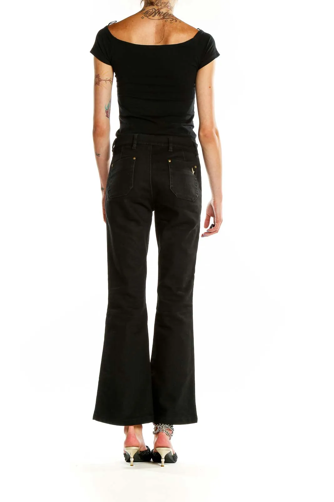 Black Flared Denim Jeans