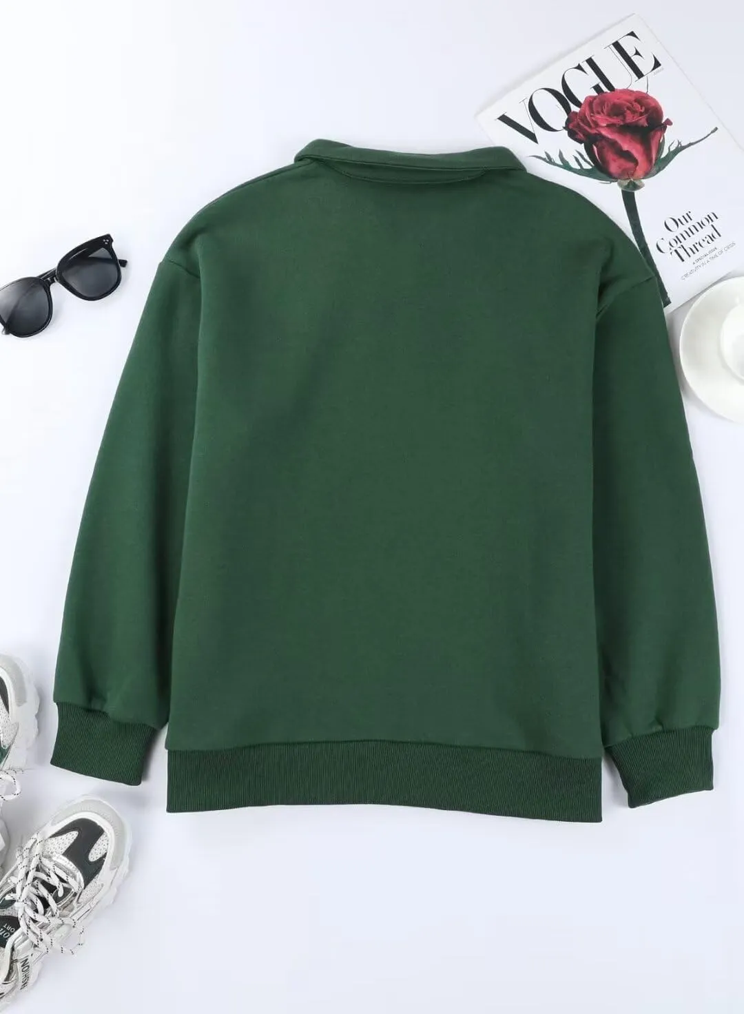 BLENCOT Women Half Zip Oversized Sweatshirts Long Sleeve Solid Color Drop Shoulder Fleece Workout Pullover S-2XL