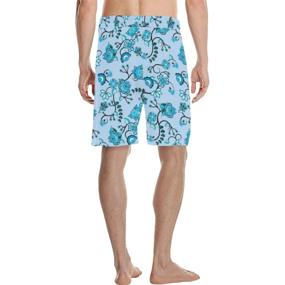 Blue Floral Amour Men's Casual Shorts