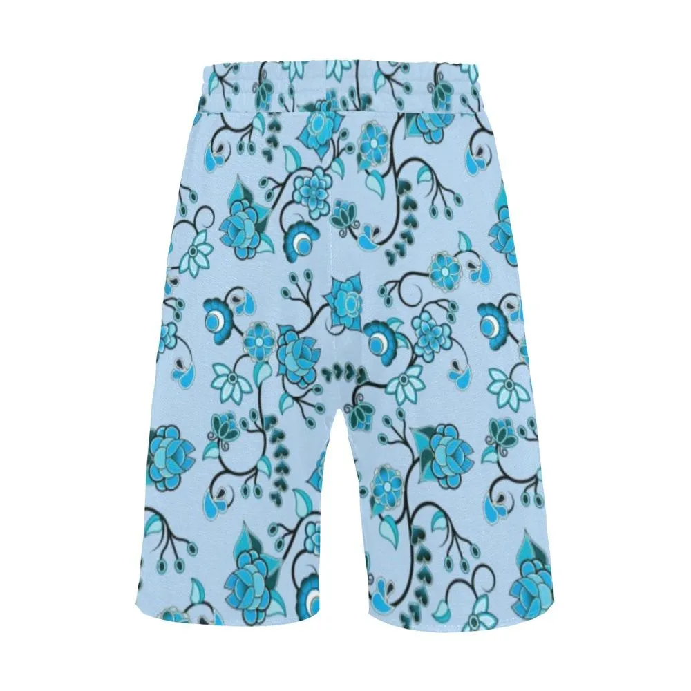 Blue Floral Amour Men's Casual Shorts