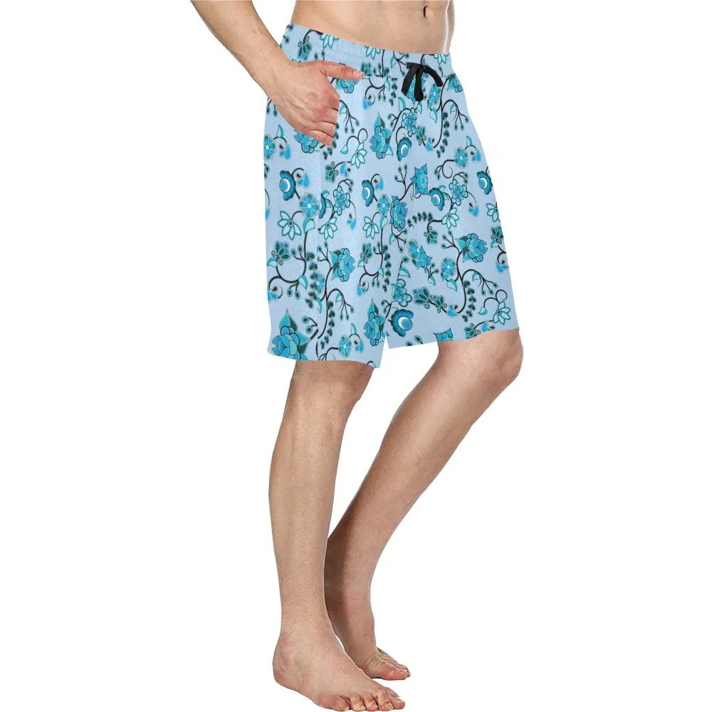 Blue Floral Amour Men's Casual Shorts