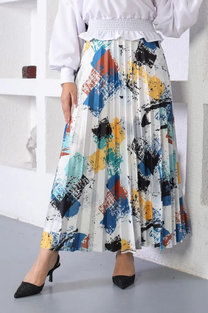 BNG Women Patterned Hijab Pleated Skirt Indigo - Clermont