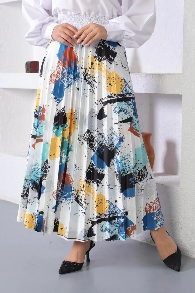BNG Women Patterned Hijab Pleated Skirt Indigo - Clermont