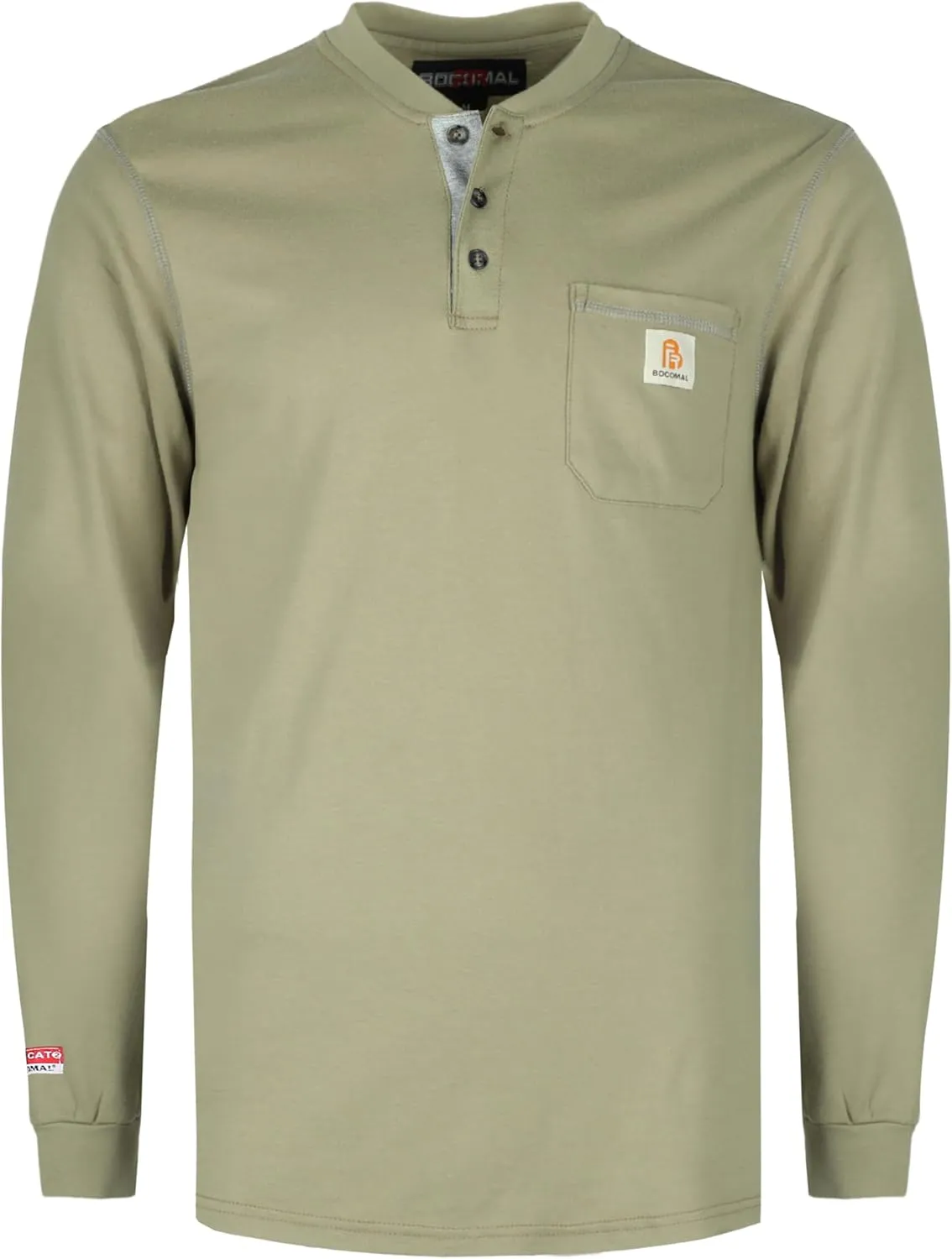 BOCOMAL FR Shirts for Men 5.5oz Lightweight Long Sleeve Work Henley Fire Resistant Shirt CAT2