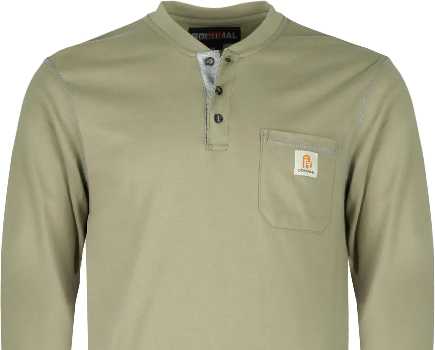 BOCOMAL FR Shirts for Men 5.5oz Lightweight Long Sleeve Work Henley Fire Resistant Shirt CAT2