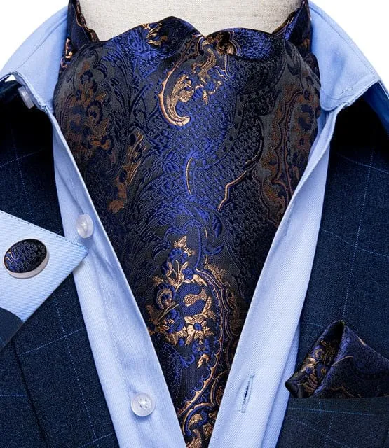 British Style Luxury Men Vintage Paisley Formal Cravat Tie Set