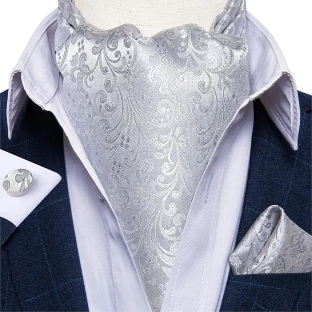 British Style Luxury Men Vintage Paisley Formal Cravat Tie Set