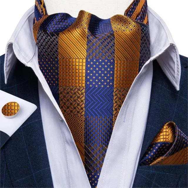 British Style Luxury Men Vintage Paisley Formal Cravat Tie Set