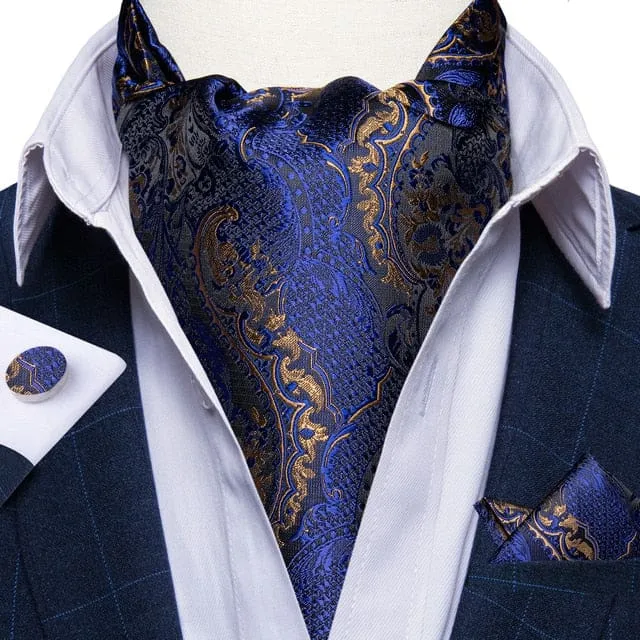 British Style Luxury Men Vintage Paisley Formal Cravat Tie Set