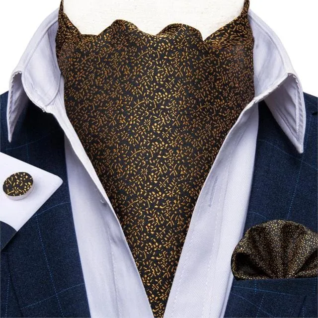British Style Luxury Men Vintage Paisley Formal Cravat Tie Set