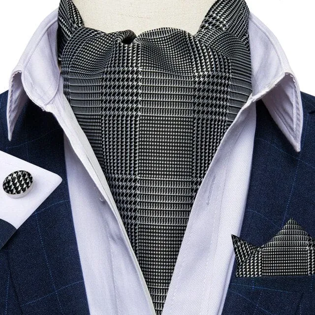 British Style Luxury Men Vintage Paisley Formal Cravat Tie Set