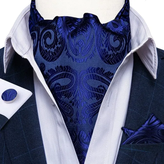 British Style Luxury Men Vintage Paisley Formal Cravat Tie Set
