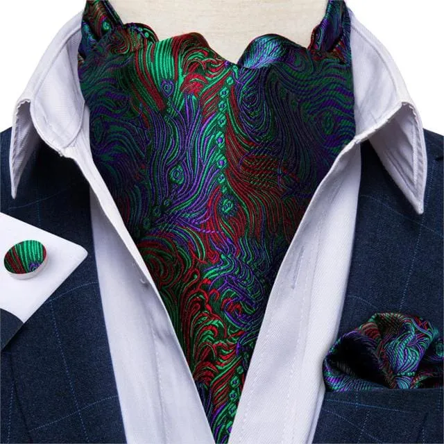 British Style Luxury Men Vintage Paisley Formal Cravat Tie Set
