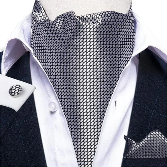 British Style Luxury Men Vintage Paisley Formal Cravat Tie Set