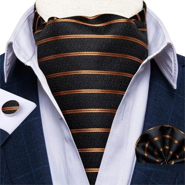 British Style Luxury Men Vintage Paisley Formal Cravat Tie Set