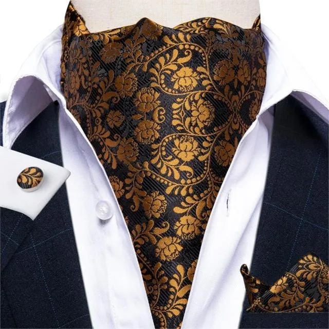 British Style Luxury Men Vintage Paisley Formal Cravat Tie Set