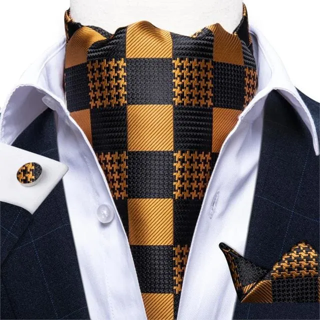 British Style Luxury Men Vintage Paisley Formal Cravat Tie Set