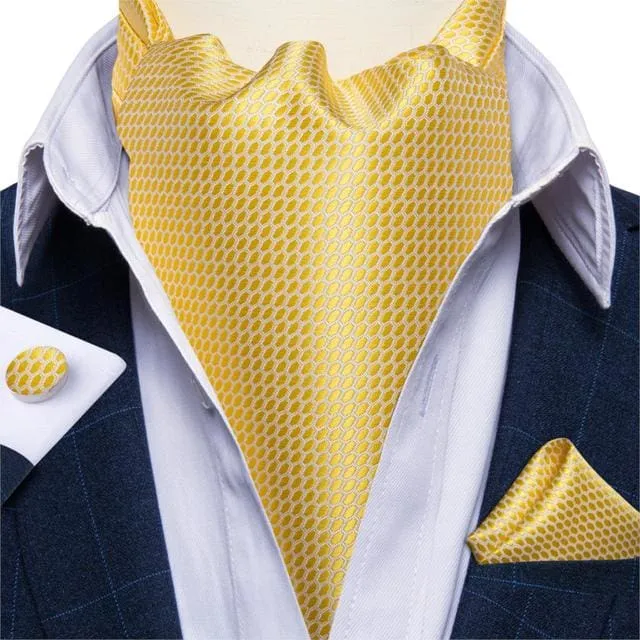 British Style Luxury Men Vintage Paisley Formal Cravat Tie Set