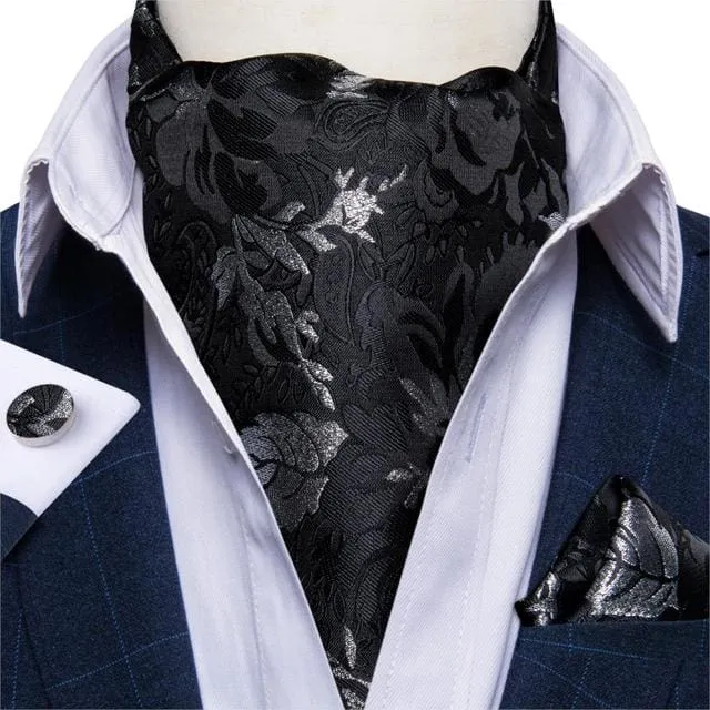 British Style Luxury Men Vintage Paisley Formal Cravat Tie Set