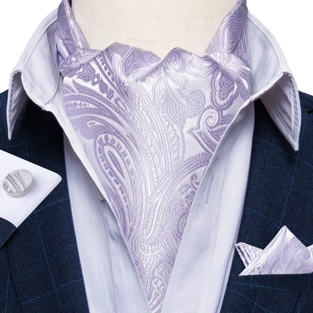 British Style Luxury Men Vintage Paisley Formal Cravat Tie Set