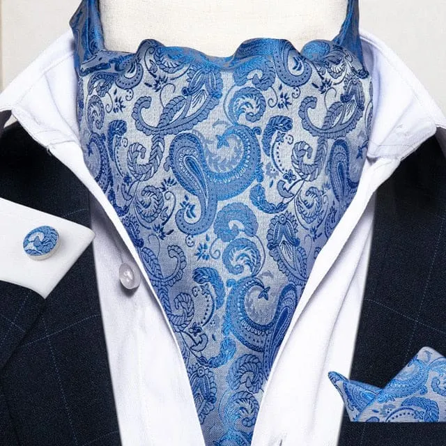 British Style Luxury Men Vintage Paisley Formal Cravat Tie Set