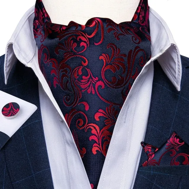 British Style Luxury Men Vintage Paisley Formal Cravat Tie Set