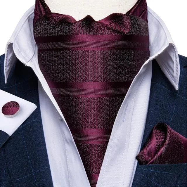 British Style Luxury Men Vintage Paisley Formal Cravat Tie Set