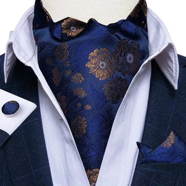 British Style Luxury Men Vintage Paisley Formal Cravat Tie Set