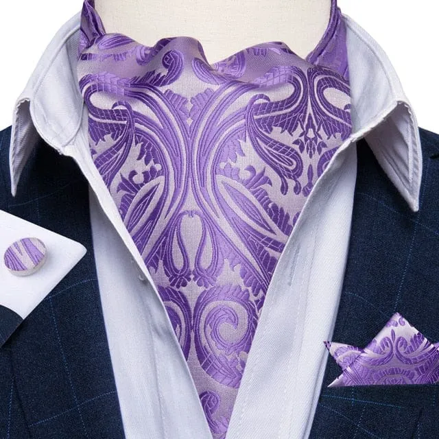 British Style Luxury Men Vintage Paisley Formal Cravat Tie Set