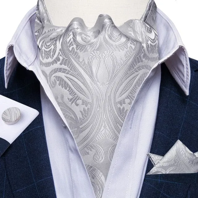 British Style Luxury Men Vintage Paisley Formal Cravat Tie Set