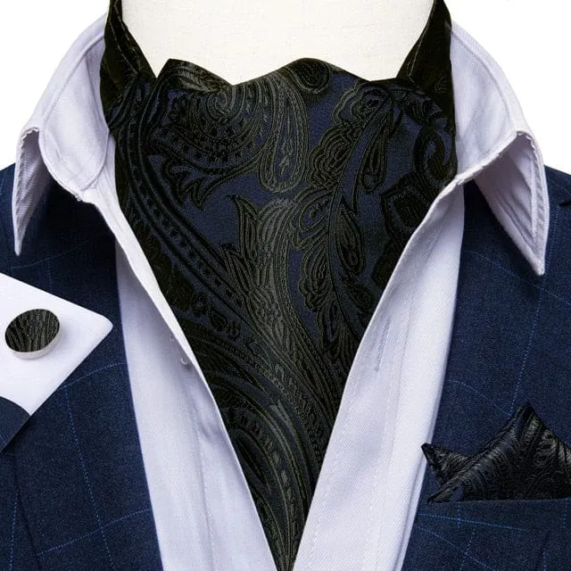 British Style Luxury Men Vintage Paisley Formal Cravat Tie Set