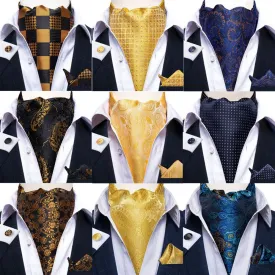 British Style Luxury Men Vintage Paisley Formal Cravat Tie Set