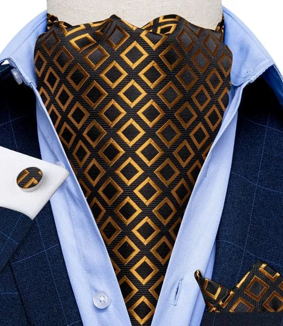 British Style Luxury Men Vintage Paisley Formal Cravat Tie Set