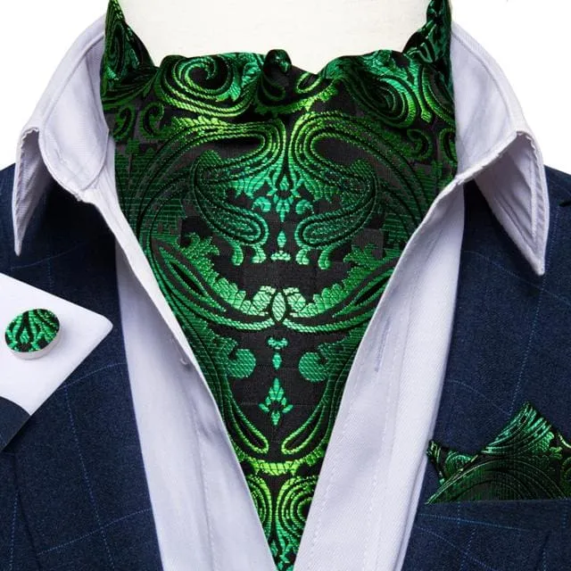 British Style Luxury Men Vintage Paisley Formal Cravat Tie Set