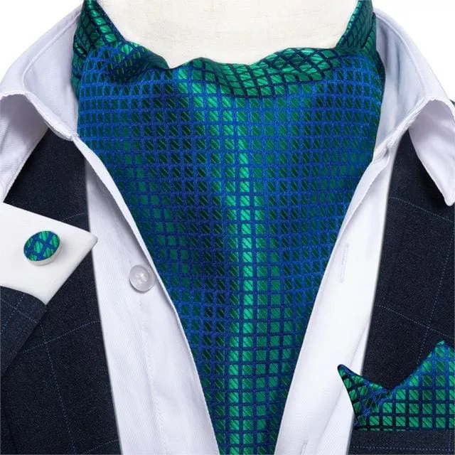 British Style Luxury Men Vintage Paisley Formal Cravat Tie Set