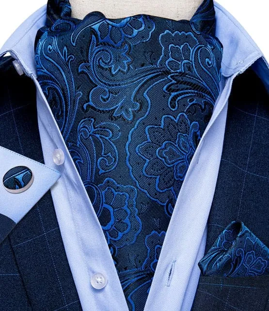 British Style Luxury Men Vintage Paisley Formal Cravat Tie Set