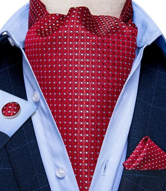 British Style Luxury Men Vintage Paisley Formal Cravat Tie Set