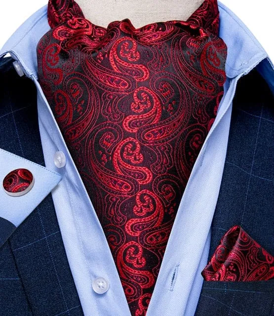 British Style Luxury Men Vintage Paisley Formal Cravat Tie Set